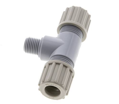 12x10mm & G1/4'' PA T-Shape Tee Compression Fitting with Male Threads 10 bar
