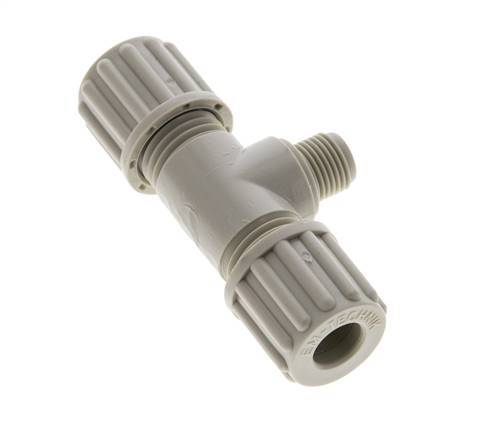 8x6mm & G1/8'' PP T-Shape Tee Compression Fitting with Male Threads 10 bar