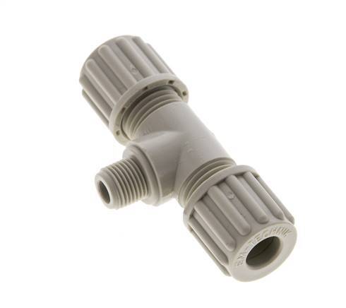 8x6mm & G1/8'' PP T-Shape Tee Compression Fitting with Male Threads 10 bar