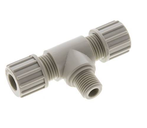 10x8mm & G1/4'' PP T-Shape Tee Compression Fitting with Male Threads 10 bar