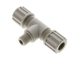 12x10mm & G1/4'' PP T-Shape Tee Compression Fitting with Male Threads 10 bar
