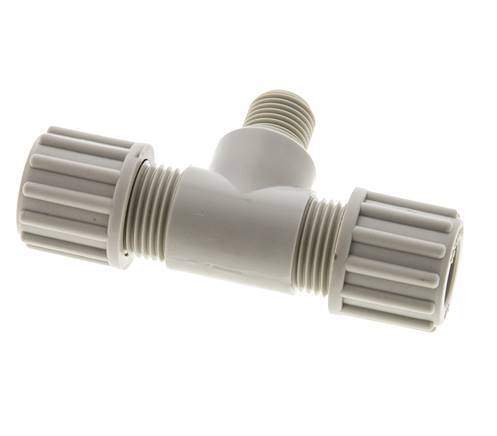 12x10mm & G1/4'' PP T-Shape Tee Compression Fitting with Male Threads 10 bar