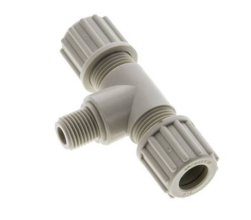 12x10mm & G1/4'' PP T-Shape Tee Compression Fitting with Male Threads 10 bar