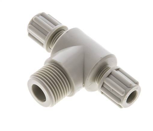 6x4mm & G3/8'' PP T-Shape Tee Compression Fitting with Male Threads 10 bar