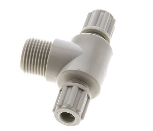 6x4mm & G3/8'' PP T-Shape Tee Compression Fitting with Male Threads 10 bar