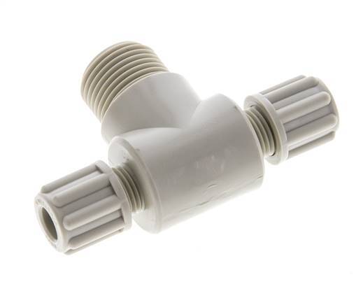 6x4mm & G3/8'' PP T-Shape Tee Compression Fitting with Male Threads 10 bar