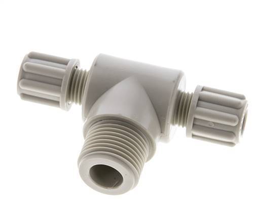 6x4mm & G3/8'' PP T-Shape Tee Compression Fitting with Male Threads 10 bar