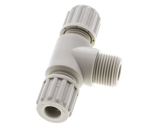 8x6mm & G3/8'' PP T-Shape Tee Compression Fitting with Male Threads 10 bar