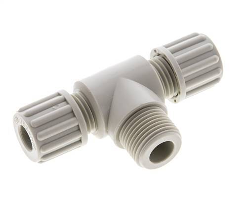 8x6mm & G3/8'' PP T-Shape Tee Compression Fitting with Male Threads 10 bar