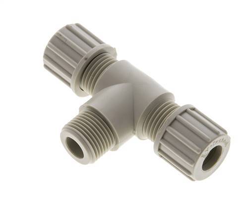 10x8mm & G3/8'' PP T-Shape Tee Compression Fitting with Male Threads 10 bar