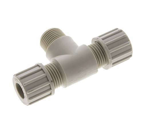 10x8mm & G3/8'' PP T-Shape Tee Compression Fitting with Male Threads 10 bar
