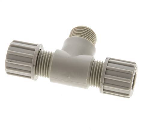 10x8mm & G3/8'' PP T-Shape Tee Compression Fitting with Male Threads 10 bar