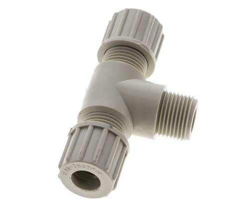 10x8mm & G3/8'' PP T-Shape Tee Compression Fitting with Male Threads 10 bar