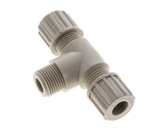 10x8mm & G3/8'' PP T-Shape Tee Compression Fitting with Male Threads 10 bar