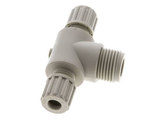 8x6mm & G1/2'' PP T-Shape Tee Compression Fitting with Male Threads 10 bar