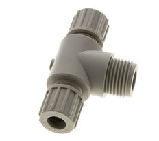 Accesorio de compresión en T de PP 10x8 mm y G1/2'' con rosca macho 10 bar