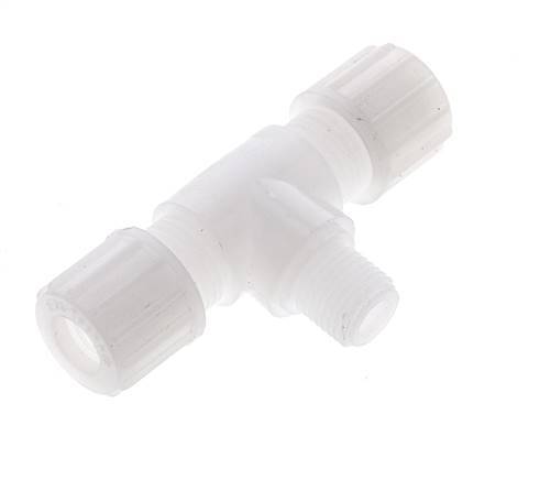 14x12mm & G1/4'' PVDF T-Shape Tee Compression Fitting with Male Threads 10 bar