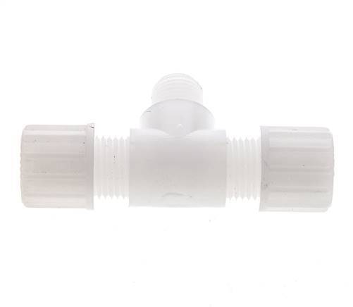 14x12mm & G1/4'' PVDF T-Shape Tee Compression Fitting with Male Threads 10 bar