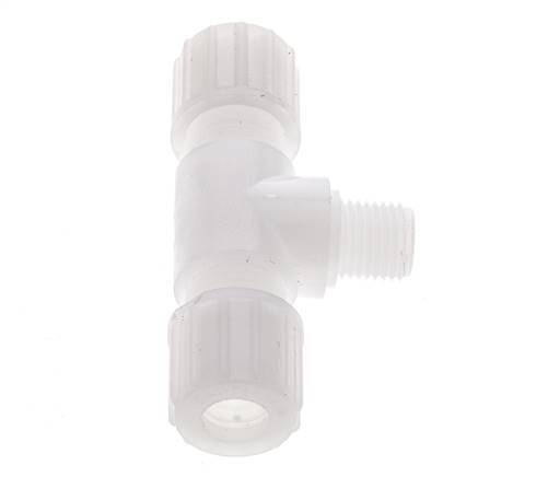 14x12mm & G1/4'' PVDF T-Shape Tee Compression Fitting with Male Threads 10 bar