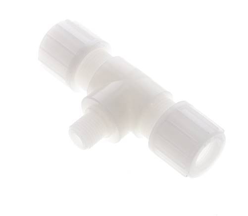 14x12mm & G1/4'' PVDF T-Shape Tee Compression Fitting with Male Threads 10 bar