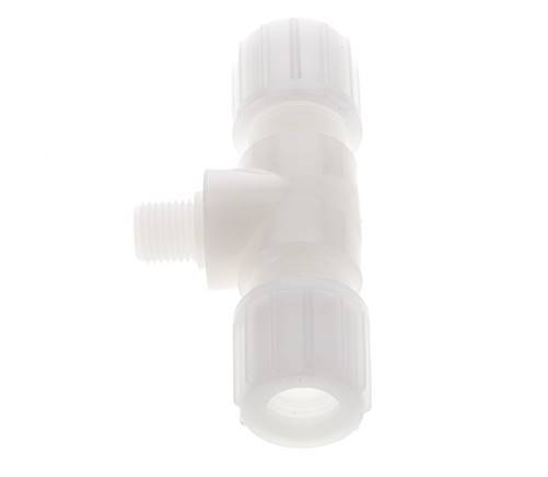 14x12mm & G1/4'' PVDF T-Shape Tee Compression Fitting with Male Threads 10 bar