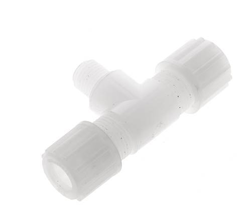 14x12mm & G1/4'' PVDF T-Shape Tee Compression Fitting with Male Threads 10 bar