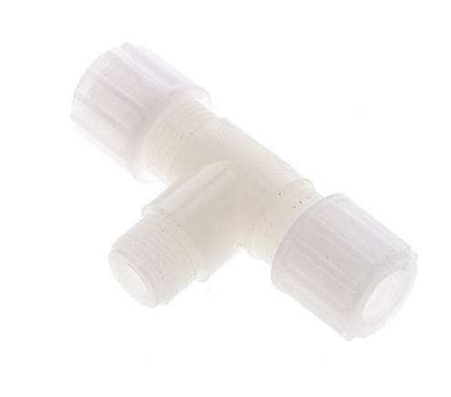 12x10mm & G3/8'' PVDF T-Shape Tee Compression Fitting with Male Threads 10 bar