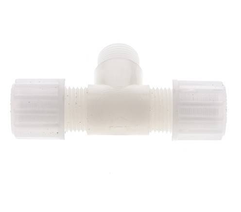 12x10mm & G3/8'' PVDF T-Shape Tee Compression Fitting with Male Threads 10 bar
