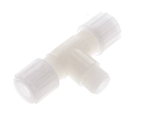 12x10mm & G3/8'' PVDF T-Shape Tee Compression Fitting with Male Threads 10 bar