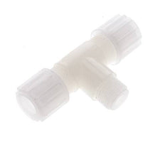 12x10mm & G3/8'' PVDF T-Shape Tee Compression Fitting with Male Threads 10 bar