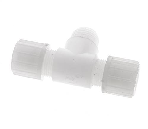 14x12mm & G1/2'' PVDF T-Shape Tee Compression Fitting with Male Threads 10 bar