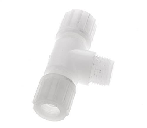 14x12mm & G1/2'' PVDF T-Shape Tee Compression Fitting with Male Threads 10 bar