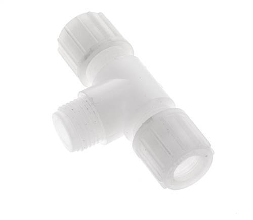 14x12mm & G1/2'' PVDF T-Shape Tee Compression Fitting with Male Threads 10 bar