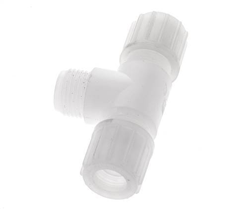 14x12mm & G1/2'' PVDF T-Shape Tee Compression Fitting with Male Threads 10 bar