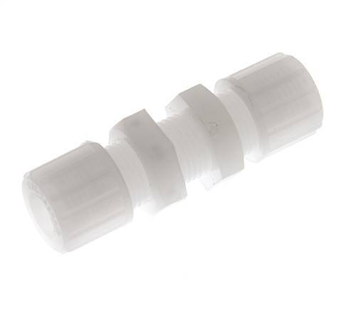 Racor de compresión recto 10x8mm PVDF Pasamuros 10 bar