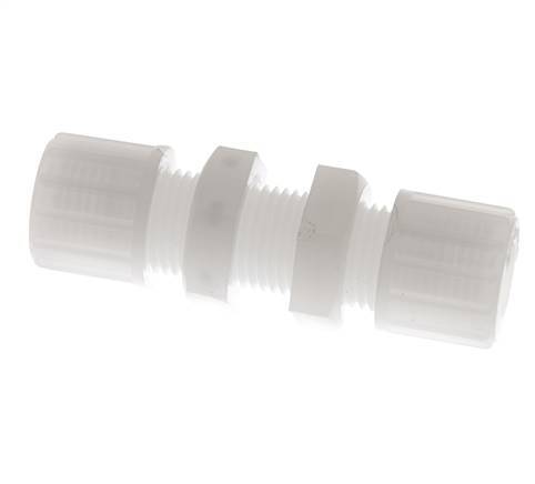 Racor de compresión recto 10x8mm PVDF Pasamuros 10 bar