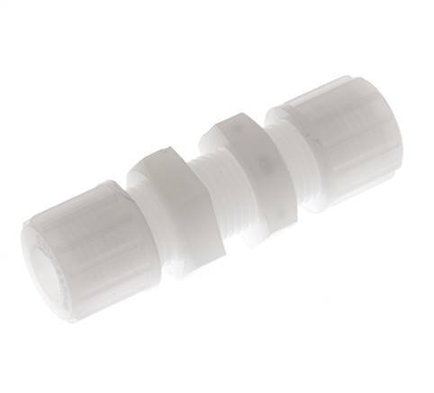 Racor de compresión recto 10x8mm PVDF Pasamuros 10 bar