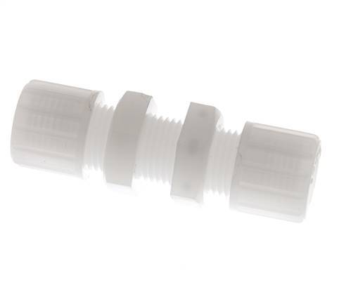 Racor de compresión recto 10x8mm PVDF Pasamuros 10 bar