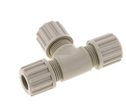 Accesorio de compresión en T de PP de 12x10 mm 10 bar
