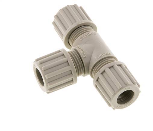 Accesorio de compresión en T de PP de 12x10 mm 10 bar