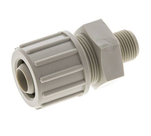20x13mm & G3/8'' PP Straight Compression Fitting with Male Threads 10 bar PVC and PA