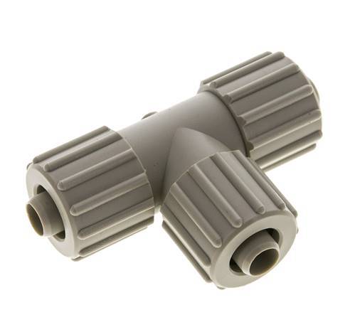 Racor de compresión en T de PP 15x9mm 10 bar PVC y PA