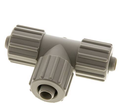Racor de compresión en T de PP 15x9mm 10 bar PVC y PA