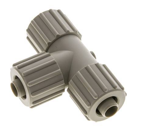 Racor de compresión en T de PP 15x9mm 10 bar PVC y PA