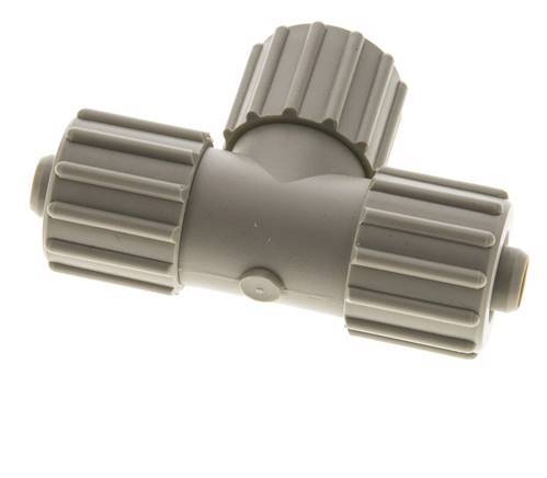 Racor de compresión en T de PP 15x9mm 10 bar PVC y PA