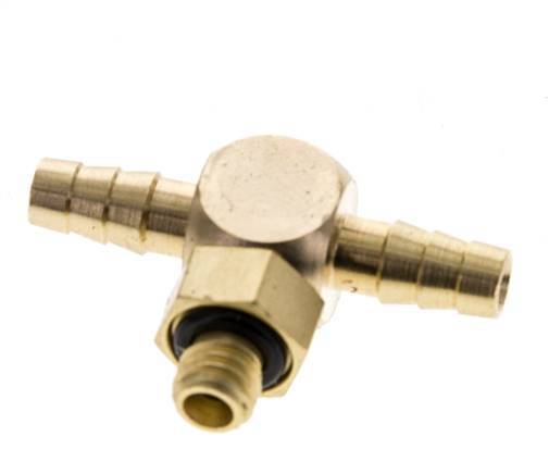 Boquilla en T de latón de 4 mm y M5 con rosca macho NBR