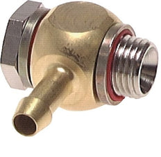 Codo de manguera de latón de 6 mm (1/4'') y G3/8'' con rosca macho giratoria de elastómero