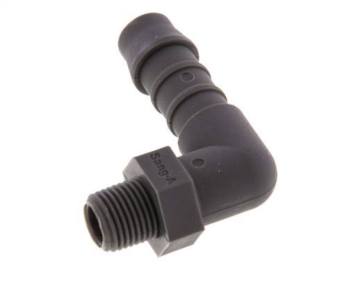 Codo para manguera de 9 mm (3/8'') y R1/8'' PA 6 con rosca macho [5 piezas]