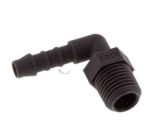 Codo de manguera de 6 mm (1/4'') y R1/4'' PA 6 con rosca macho [10 piezas]