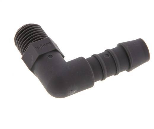 Codo de manguera de 10 mm y R1/4'' PA 6 con rosca macho [10 piezas]